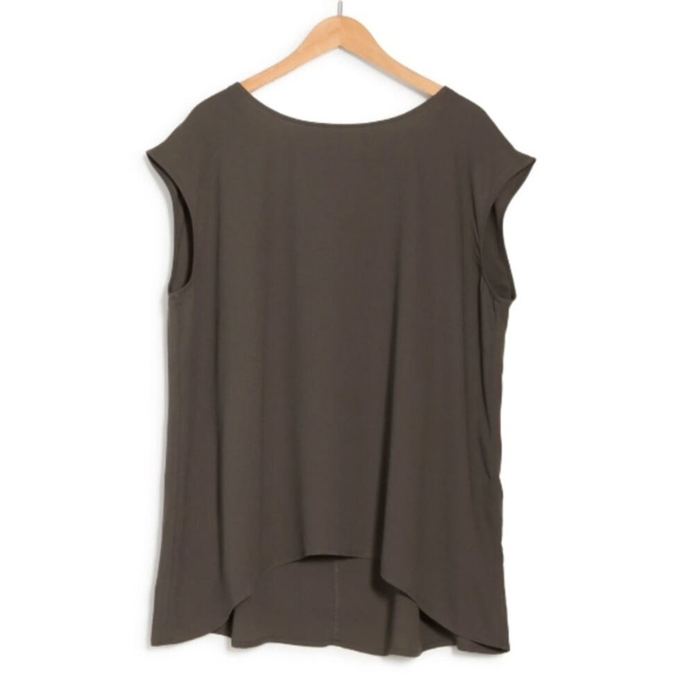 Halogen Open Back Woven Top, M, NWOT, Grey